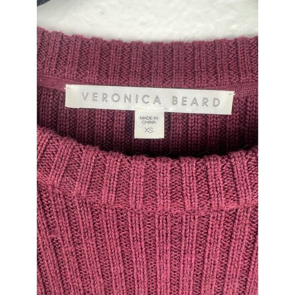 VERONICA BEARD Garrett Wool Sweater Top, Maroon and Floral, Size XS - Picture 3 of 5